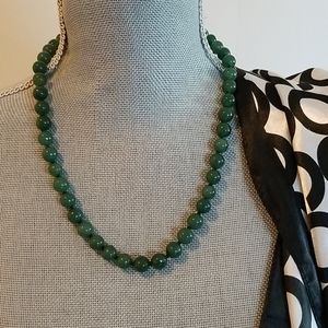 Green Natural Jade Beaded Necklace